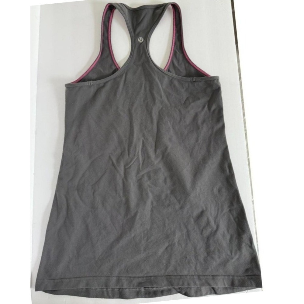 Lululemon Racerback Athletic Tank Grey Pink Stitching Stretch